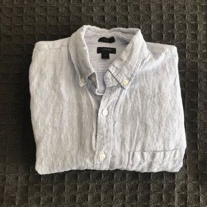 Slim Irish linen shirt in thin stripe